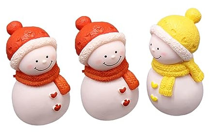 Amosfun 3st Schneemann Mit Hut Dekoration Weihnachtsfiguren Kind Weihnachtsstrumpf Stuffer Mini-weihnachtsstatue Kinderspielzeug Zum Basteln Aus Kunstharz Schießstütze PVC Statuette Winter