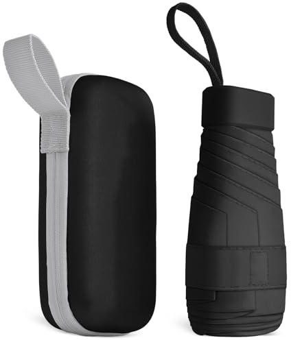 Aolso Mini Paraguas del Sol,Paraguas Plegable,Paraguas Plegable Antiviento para Hombre y Mujer Apertura y Cierre, Paraguas Plegables y Compacto Resistencia UV & Impermeable-negro