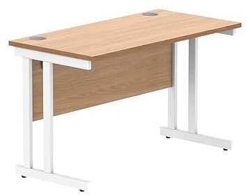 office hippo Essentials Rechteckiger Schreibtisch-Computer-Arbeitsplatz, Heimbürotisch mit Kabelanschluss-Management, 120 x 60 cm, Norwegische Buche