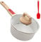 AIKENBBKK Casseruola Antiaderente 18 cm con coperchio, 2L pentolino con manico rimovibile, Compatibile con tutte le stufe, Lavastoviglie& forno sicuro (Bianco)