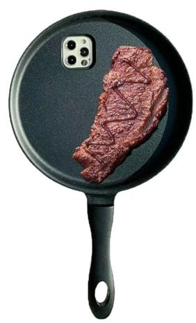 Frying Pan Phone Case For Iphone 14 13 12 Mini 11 Pro Max XR X XS 7 8 Plus Creative 3D Steak Funny Phone Cover (Color : A, Size : For iphone 13 Pro)