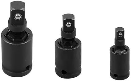 Shinekoo 360 Degree Impact Universal Joint Socket Swivel Knuckle Joint Air Wobble Socket Adapter Extension Electric Wrench 1/2 3/8 1/4(3pcs Set)