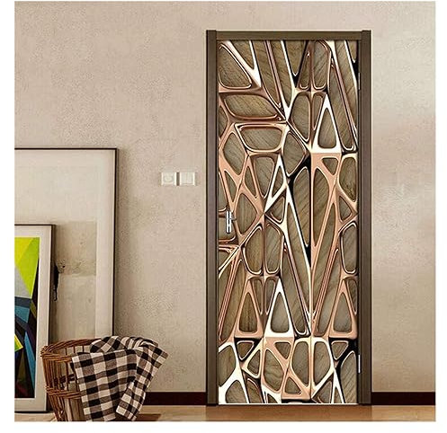 Tür Aufkleber Modern Fashion White Pearl Door Stickers Self Adhesive 3D Abstract Line Strip Door Wallpaper Wardrobe Cabinet Fridge Mural Cover (Color : 004, Size : 95x215cm(cut 2 pcs))