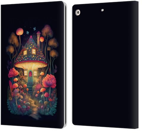 Head Case Designs Offizielle JK Stewart Nachtgarten Im Mushroom Cottage Grafiken Leder Brieftaschen Handyhülle Hülle Huelle kompatibel mit Apple iPad 10.2 2019/2020/2021