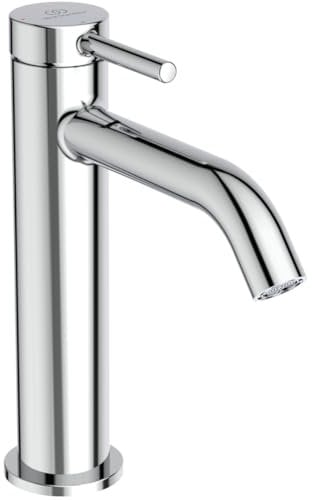 Ideal Standard BD760AA Ceraline Nuovo Waschtischarmatur ohne Ablauf, Verlängerter Sockel, Bad-Wasserhahn mit Auslauf, Mischbatterie Waschbecken, Wassersparend BlueStart, Chrom