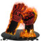 Grillhandschuhe Hitzebeständig bis 800°C, Ofenhandschuhe Topfhandschuhe Feuerfeste Handschuhe BBQ Handschuhe Kochhandschuhe Backhandschuhe Backofenhandschuhe, aus Baumwolle (Rot, M)