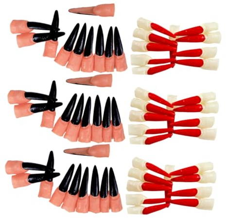 VICASKY 60st Hexen Nägel Gotische Nägel Ziegenohren Stirnband Requisiten Für Zombie-nagelstreiche Halloween-hexenfinger Gefälscht Halloween-fingerspitzen Emulsion Fräulein Charme Cosplay
