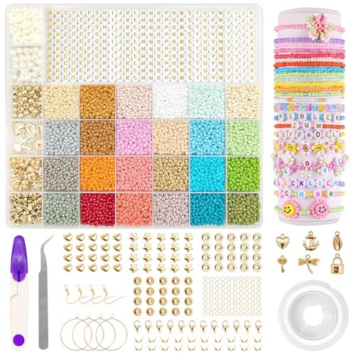 Gemtte 12000+ 3mm Perlen zum Auffädeln, Armbänder Selber Machen, Morandi