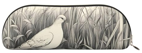 HJLUUFT Gras und Taube, glatte Leder-Aufbewahrungstasche, einfach zu bedienen, stilvoll – perfekt für Make-up, Bürobedarf, Haushaltsbedarf, gold, Einheitsgröße, Kunst