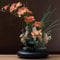 SYDDOL Fleurs d'orchidée artificielles de 43,2 cm, bouquet en soie phalaenopsis au toucher réaliste avec pot en céramique pour centre de table d'intérieur, décoration d'intérieur (Koi + pot noir)
