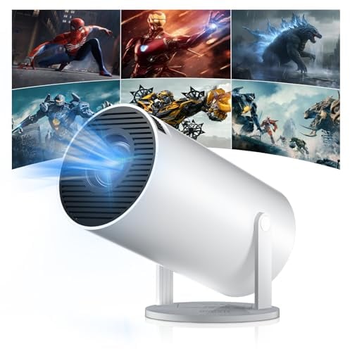 Salange Mini Beamer,Unterstützt 4K Mini Projektor WiFi 6 BT5.2,Projektor Android OS 11.0 4k Heimkino,180°Drehen Smart Beamer Handy für Phone/Xbox/Laptop/TV Stick/USB,Weiß