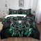 Bettwäsche 135x200 cm Totenkopf-Schwert-Gothic-Tattoo-Totem Dunkelgrau Bettwäsche-Sets Polyester Baumwolle Bettbezug 3 Teilig, Atmungsaktiv Bettwäsche Set mit Reißverschluss and 2 Kissenbezüge