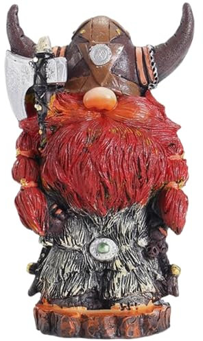 Zwerge Dekoration für den Hof, 19,1 x 10,9 x 8,1 cm, Kunstharz, Wikinger-Dekor, Zwergzwerg mit cooler Geste und Ausdruck, nordischer Dekor-Gartenzwerg für Zwerge und Wikinger-Liebhaber, Gartenzwerg, n