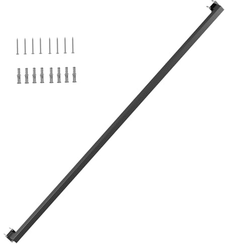 Wrought Iron Stair Railing Black - Square Wall Handrail for Indoor and Outdoor Use, Balcony, Parapet and Stairs, Simple Assembly Kit with Style and Robustness (Black, 180cm/71 inch)