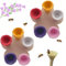 KSVFTB 10 Pcs Bee Watering Station, Colorful Resin Bee Cups With Wooden Tray, Bee Cups for Garden for Verandahs Garden Decor, Buzzing Friends Drinking Station Water Feeder