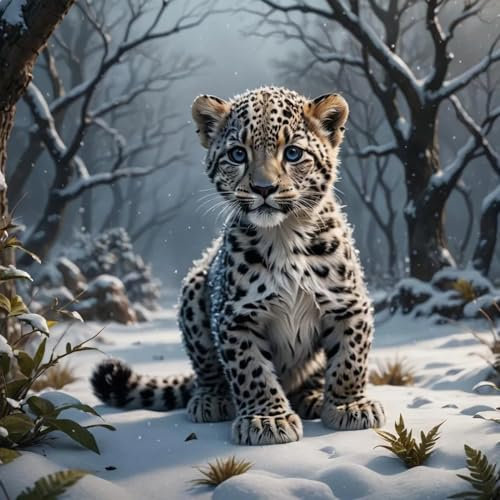 Attractive Wooden Challenging Jigsaw Snow Leopard Baby Educational Fun Family Games Toys Kitchen Decor Family Color Puzzles 1000 Piece
