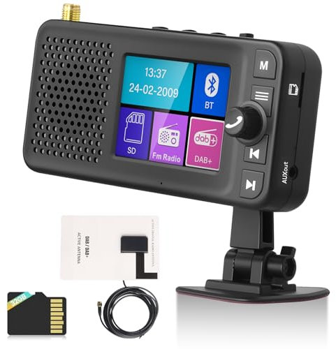 NHOPEEW DAB+ Adapter für Autoradio-Radio System mit 2,4-Zoll-LCD-Display, Auto-DAB-Sender mit Bluetooth, Freisprecheinrichtung und Musikwiedergabe - Plug-and-Play