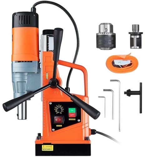 Perceuse à colonne d'établi, Perceuse magnétique 1550 W, diamètre d'alésage de 2 pouces, 13000 N, 500 tr/min, perceuse à colonne électrique portable à vitesse variable Pour le bricolage du métal et du