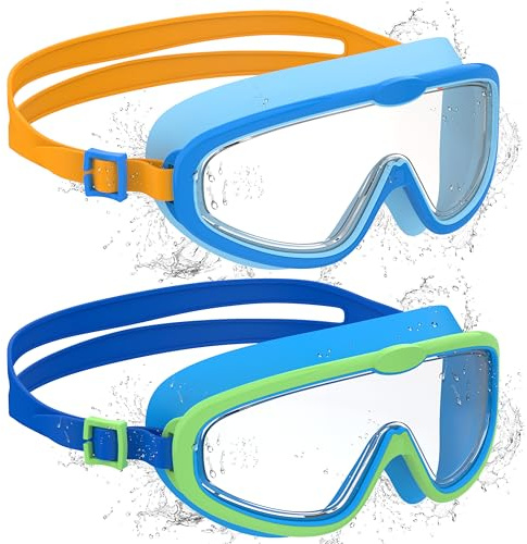 Ambienden 2 Pcs Gafas Natación Niño, Antivaho UV, Visión Clara, Silicona