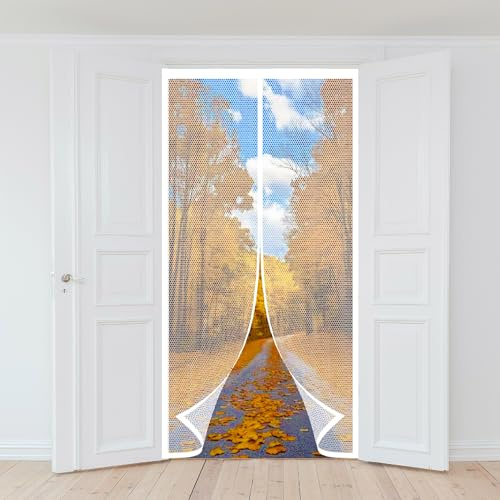 Magnétique Moustiquaire Porte 78 x 208 cm Rideaux Anti Mouches pour Porte Fermeture Automatique pour Exterieur, Balcon, Camping Car, Terrasse, Blanc