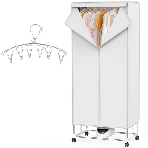 Innotic Heated Clothes Airer, 1500W Electric Clothes Dryer With 240 Min Timer, 2-Tier Stainless Steel Heated Clothes Airer With Cover, Energy Efficient for Indoor Use