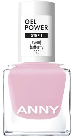ANNY Gel Power Nail Polish – Gel-Farb-Nagellack ohne UV-Lampe, brillanter Glanz & bis zu 12 Tage Halt, splitter- & kratzresistent, Farbe: Sweet Butterfly - Helles Zuckerwatterosa – 8 ml
