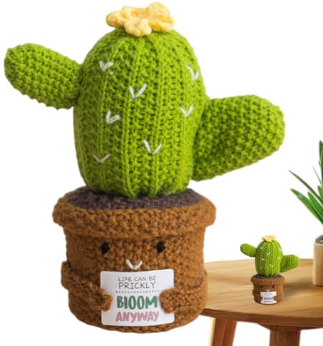 Sollee Planta De Ganchillo - Muñeca Tejida Motivador | Muñeca Decorativa En Forma De Cactus para Coleccionistas De Manualidades Adolescentes Niños Sensibles Adultos Mesita De Noche Estantería