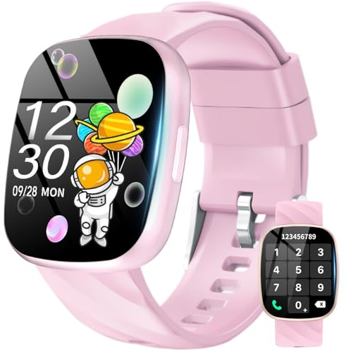 Ucani Smartwatch Kinder, 1.83 HD Voll Touchscreen Fitnessuhr mit 100+ Sportmodi, 24/7 Puls, Schlafmonitor, Wecker, IP68 Wasserdicht, Fitness Tracker für Jungen Mädche Teenager 10–18，Rosa