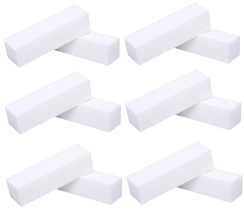 FIXOSHEE 12pcs White Nail Buffer Blocks for Manicure Pedicure Care Multi-Sided Nail Sanding Files for Smoothing and Shaping Natural and Gel Lightweight Washable Buffing Tools for Women and