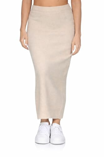 ONLY Damen Maxi Strickrock gestrickter Bleistiftrock wadenlang mit Schlitz ONLHouston