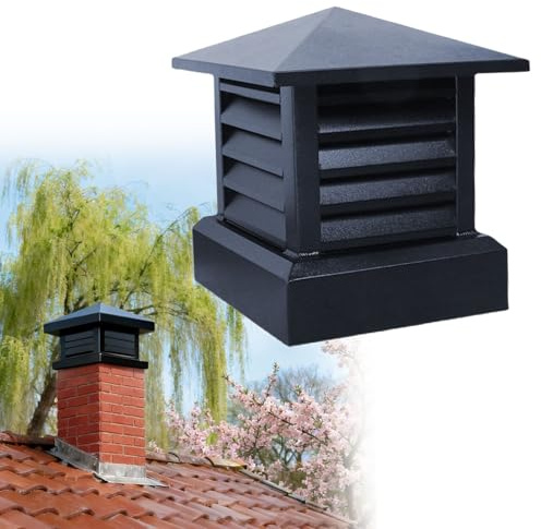 Villa Comignolo Canna Fumaria 25 cm/30 cm/35 cm, Cappello del Camino in Lega Di Alluminio, Copertura per La Pioggia del Tetto, Tappo Quadrata per Condotta Ventilazione(25x25 cm)