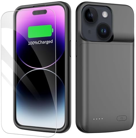 TAYUZH Battery Case for iPhone 14/13 (6.1 inch) Upgraded 7000mAh Slim Portable Protective Charger Rechargeable Extended Battery Charging Case Compatible with iPhone 14/13 Black