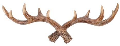 BUGUUYO Patère Murale en résine en Forme de Bois de cerf réaliste - Porte-Manteau décoratif - Porte-Serviettes Vintage - Décoration pour entrée, Salle de Bain, Peignoir, Collier, Style Ferme