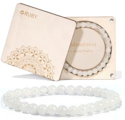 RUBY 6mm Heilstein Armband für Damen,Handmade Echte Naturstein Armband,Glücksarmband, Exquisite Geschenkemit für Mutter und Schwestern,magnetischer Holzgeschenkbox und Ersatzperlen