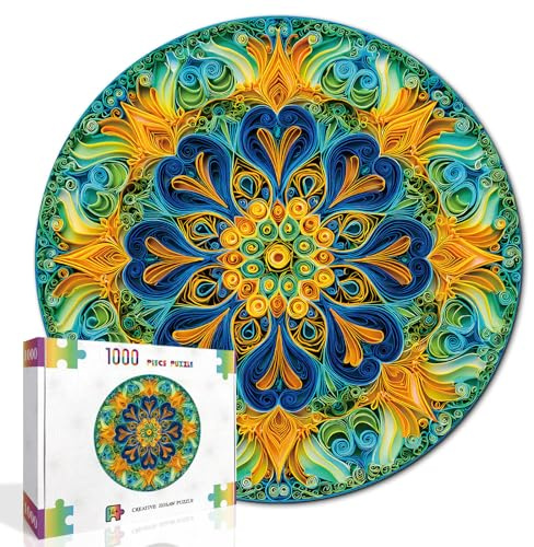 KaayeeWood Puzzle 1000 Teile,Puzzles für Erwachsene Mystisches Mandala Klassische Runden Puzzles, Puzzlespiele für Die Ganze Familie, Home Decor und Geschenkide(67.5 * 67.5cm)