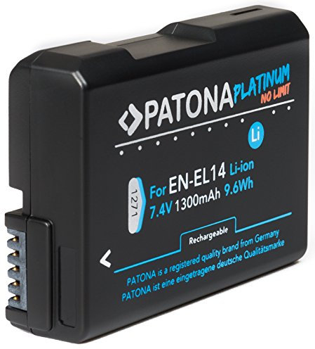 PATONA Platinum Ersatz für Akku Nikon EN-EL14 EN-EL14a - Intelligentes Akkusystem - (echte 1300mAh)