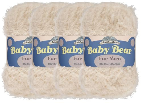 JubileeYarn Baby Bear Yarn - Chunky Weight Polyester Fur - 100g/Skein - Moon Beam - 4 Skeins