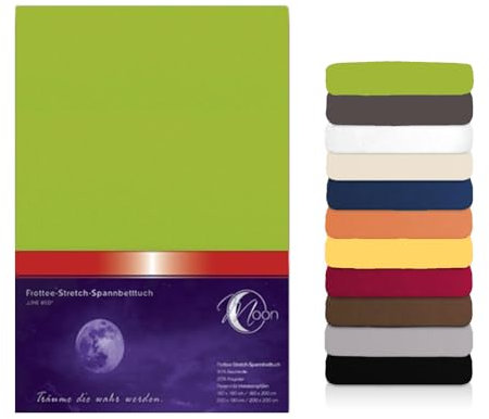 Moon Premium Frottee Spannbettlaken/Spannbetttuch (90x200-100x200, Kiwi)