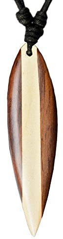 viva-adorno Halskette Surfbrett Holzanhänger Baumwollband Surfer Kette Länge verstellbar HK30, D4 Dunkelbraun/Beige