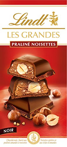 Lindt Les Grandes Praliné Noir - Avellanas (225 g, 9 unidades)