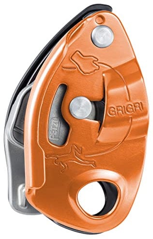 PETZL - Sicherungsgerät GRIGRI - Blockierunterstützung durch Klemmnocken, RED/ORANGE, Kompatibel mit Allen dynamischen Einfachseilen von 8,5 bis 11 mm