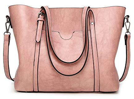AINUOEY Damen Taschen Handtasche Frauen Elegant Tasche Henkeltasche Vintage PU-Leder 76612 1-teilig set Rosa