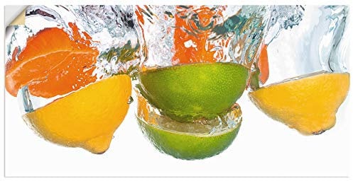 ARTland Wanddeko Wandtattoo selbstklebende Vinylfolie 150x75 cm Früchte im Wasser Obst Zitrusfrüchte Zitrone Orange Limette S6EL