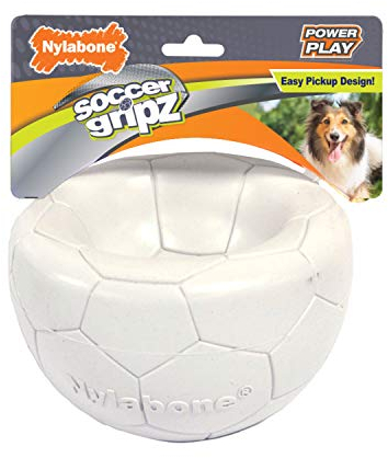 Nylabone Power Play Gripz Dog Soccer Ball Toy with Easy Pickup Design Medium - 5.5 in.