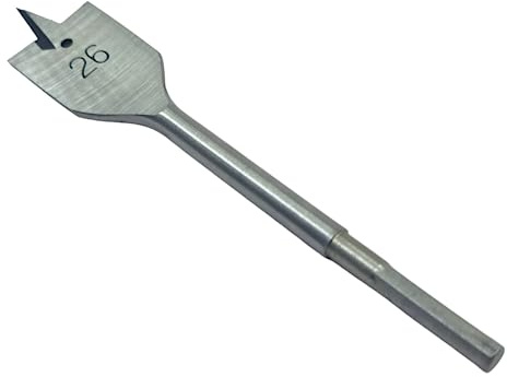 Flat Wood Drill Bit Carbon Steel Spade Paddle Bits for Woodworking, Nylon Storage Pouch Included (26mm - 152mm)
