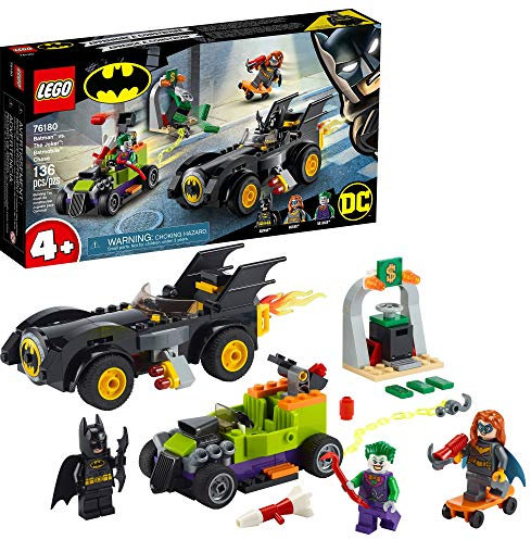 LEGO DC Batman: Batman vs. The Joker: Batmobile Chase 76180 Collectible Building Toy; Includes Batman, Batgirl and The Joker Minifigures Plus Buildable Batmobile and Hot Rod, New 2021 (136 Pieces)