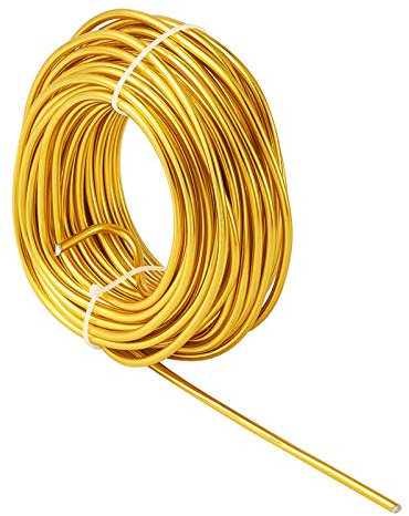 Craftdady Filo di alluminio dorato da 1,5 m, calibro 6, pieghevole, per lavori artigianali, 4 mm, per bambole, scheletri, gemme, creazione di gioielli