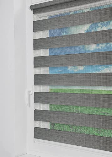 Tom'Shop Tom'Shop® Doppelrollo DuoRollo (Holzlook Grau 115cm x 150cm) Duo Rollos für Fenster Klemmfix ohne Bohren mit Klämmträger Fensterabdeckung Fensterrollo leichte Montage
