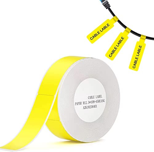 Thermo-Etikettenaufkleber für NIIMBOT D11 D110 D101, Büro & Zuhause, Kabelaufkleber, wasserdicht, Anti-Öl, kratzfest, Papier, 1,3 x 10,9 cm (Kabelgelb)
