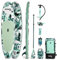 FITFIU Fitness OAHU – Aufblasbares Paddel Surfbrett Tropische Inspiration mit komplettem Kit, SUP Board mit Paddel, Luftpumpe, 3 Flossen + Zubehör, Stand Up Paddling Board 320x81x15cm